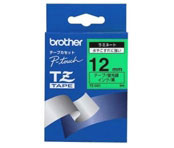 Brother Gloss Laminated Labelling Tape - 12mm, Black/Green (TZ-D31)